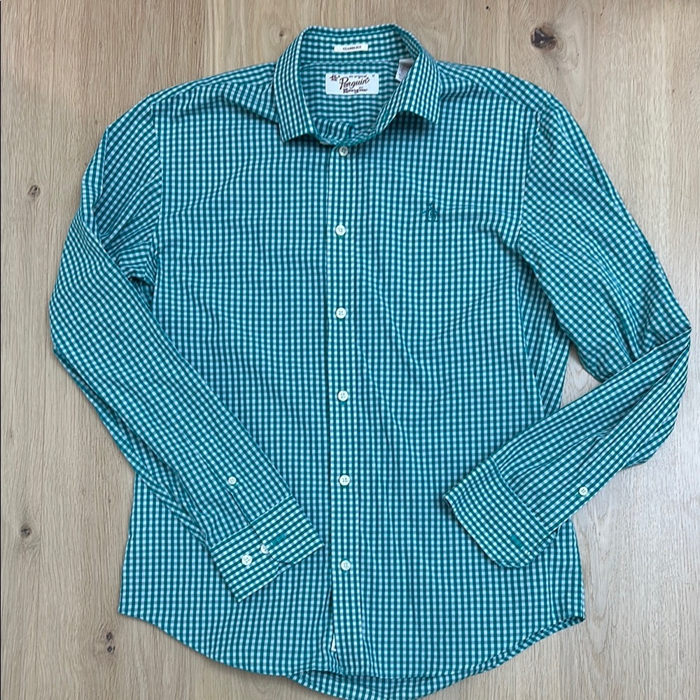 Penguin Green Checkered gingham Shirt